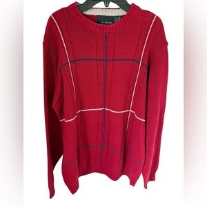 Men’s Nice Bill Blass Red and Blue Crewneck Sweater Size Large